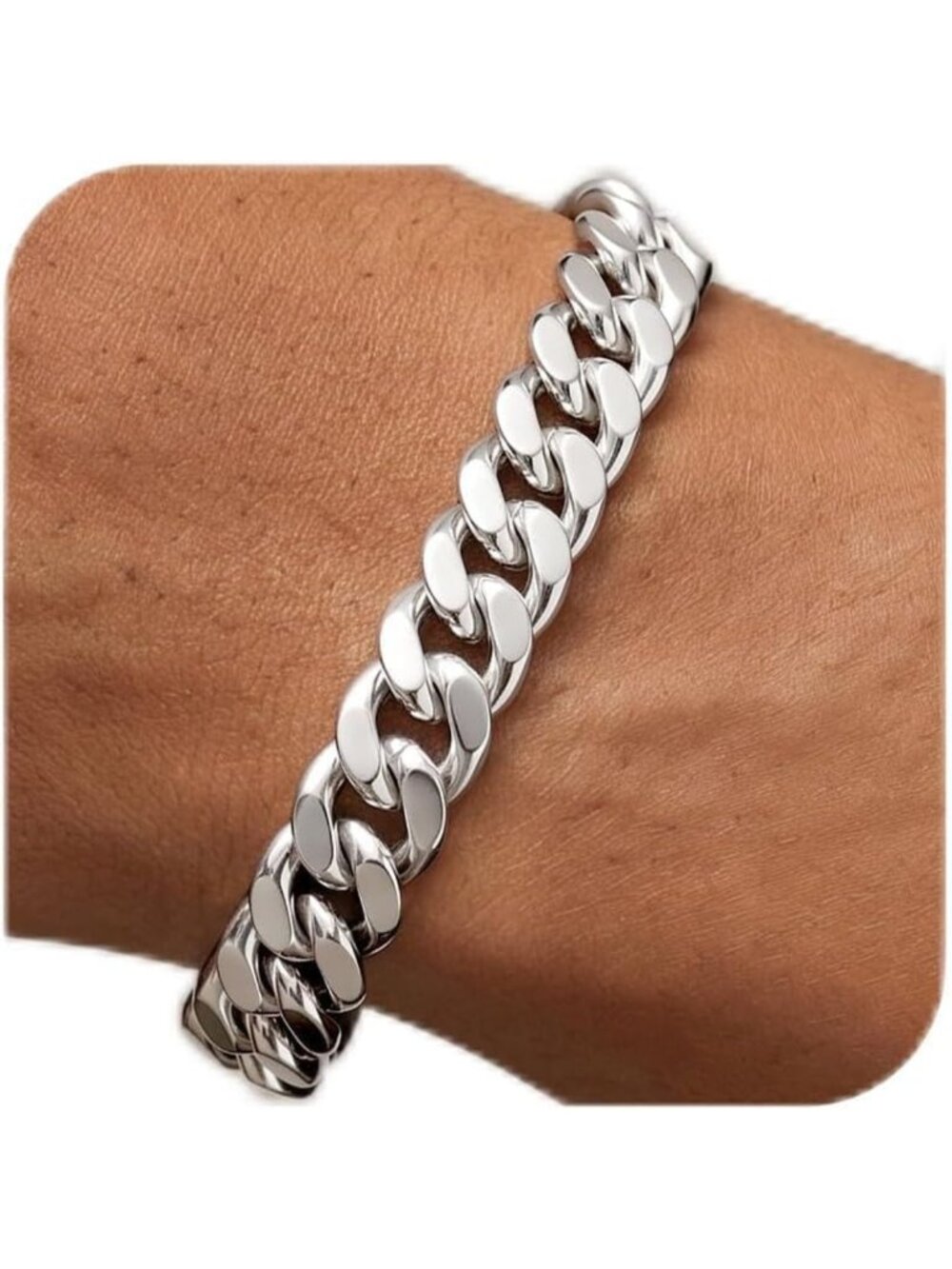 12MM Cuban Link Chain Bracelet for Men - S925 Sterling Silver Fashion Jewelry